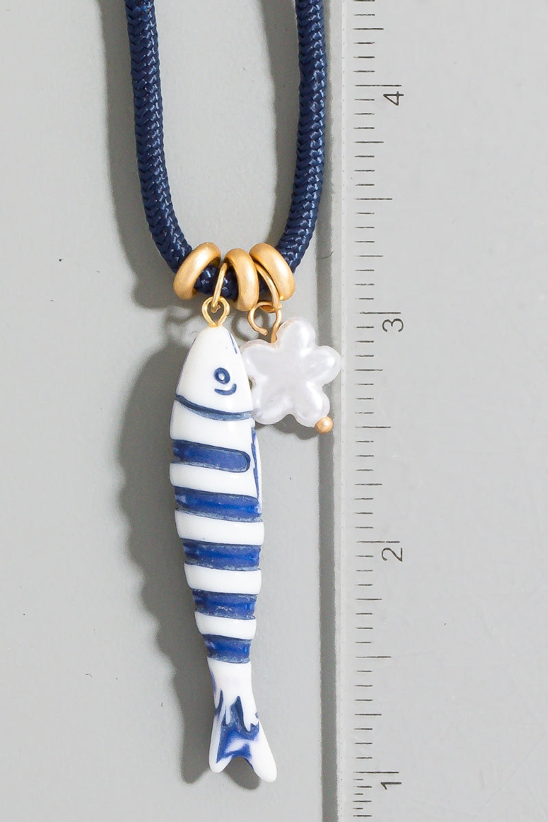 Navy Fish Cord Necklace