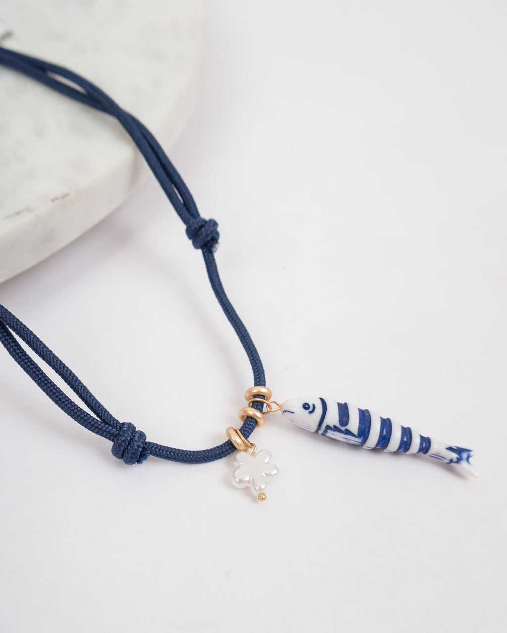 Navy Fish Cord Necklace